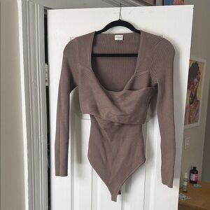 Abercrombie & Fitch Taupe Ribbed Bodysuit